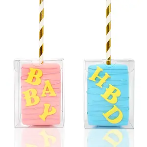 35pcs 3.5"x 2.5"x 1.38" Clear Rice Krispie Treat Boxes Cakesicle Box Clear Favor Boxes Macaron Treat Box Party Favors Box