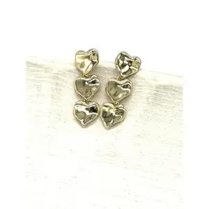 Gold Heart Dangle Earrings