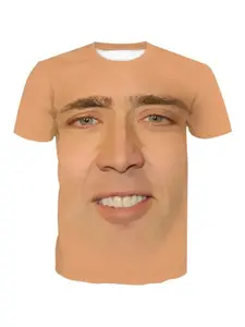 Fun Nicolas Cage Facial Pattern Men's T-shirt 3D Humorous Fun Printed T-shirt Fashion Cool Children's Top Women's Clothing