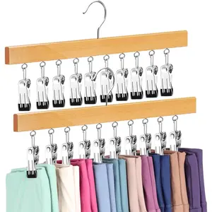 Legging Organizer for Closet, Pants Hangers with Clips Holds 20 Leggings, Jeans, Hats, Shorts, Socks, 360 °   Rotating Space Saving Hanging Clothes Organizer for Closet Organizers and Storage 2Pcs
