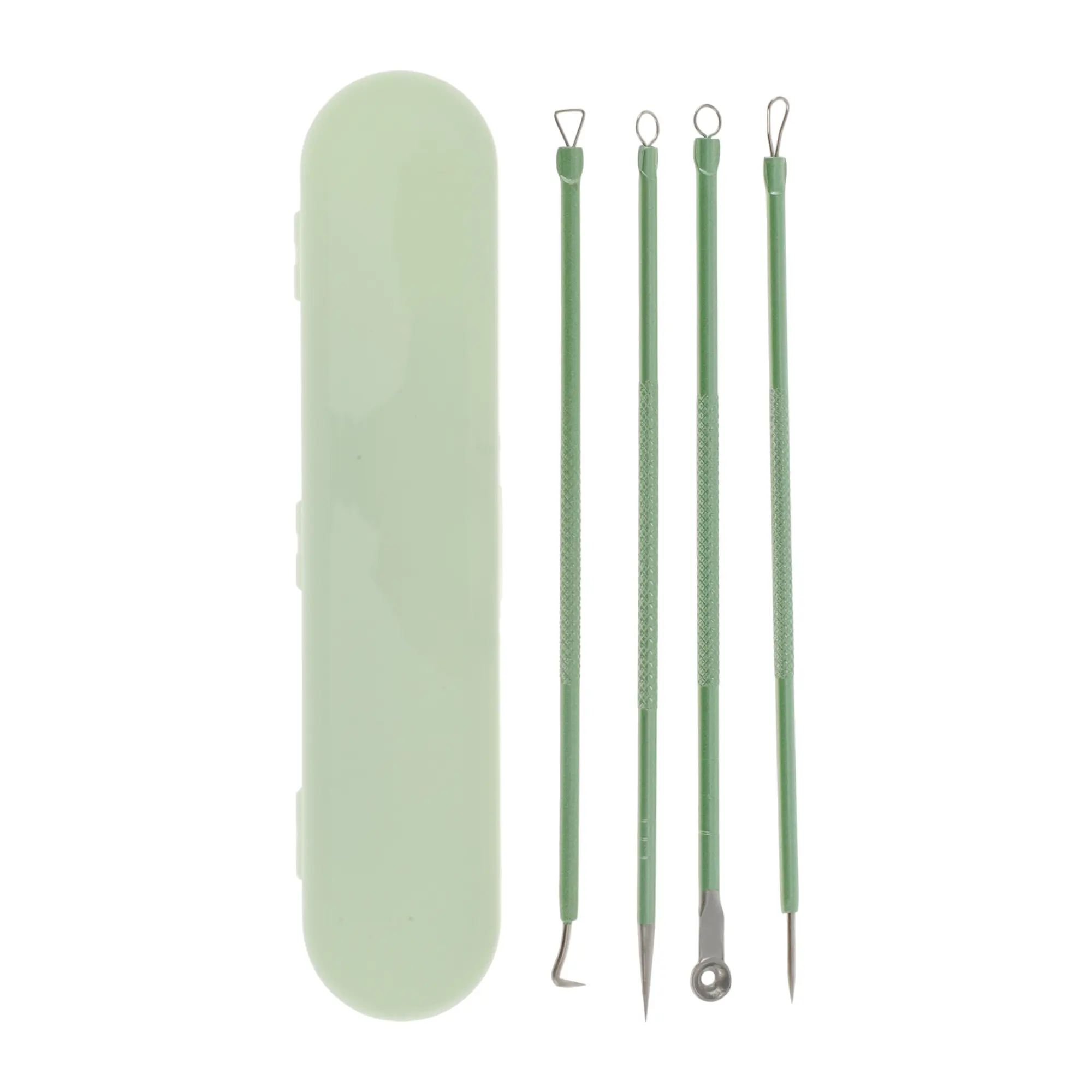 VOCOSTE 1 Set No Word Plastic Box Acne Needle Extractor Skin Care Tools Kit Green