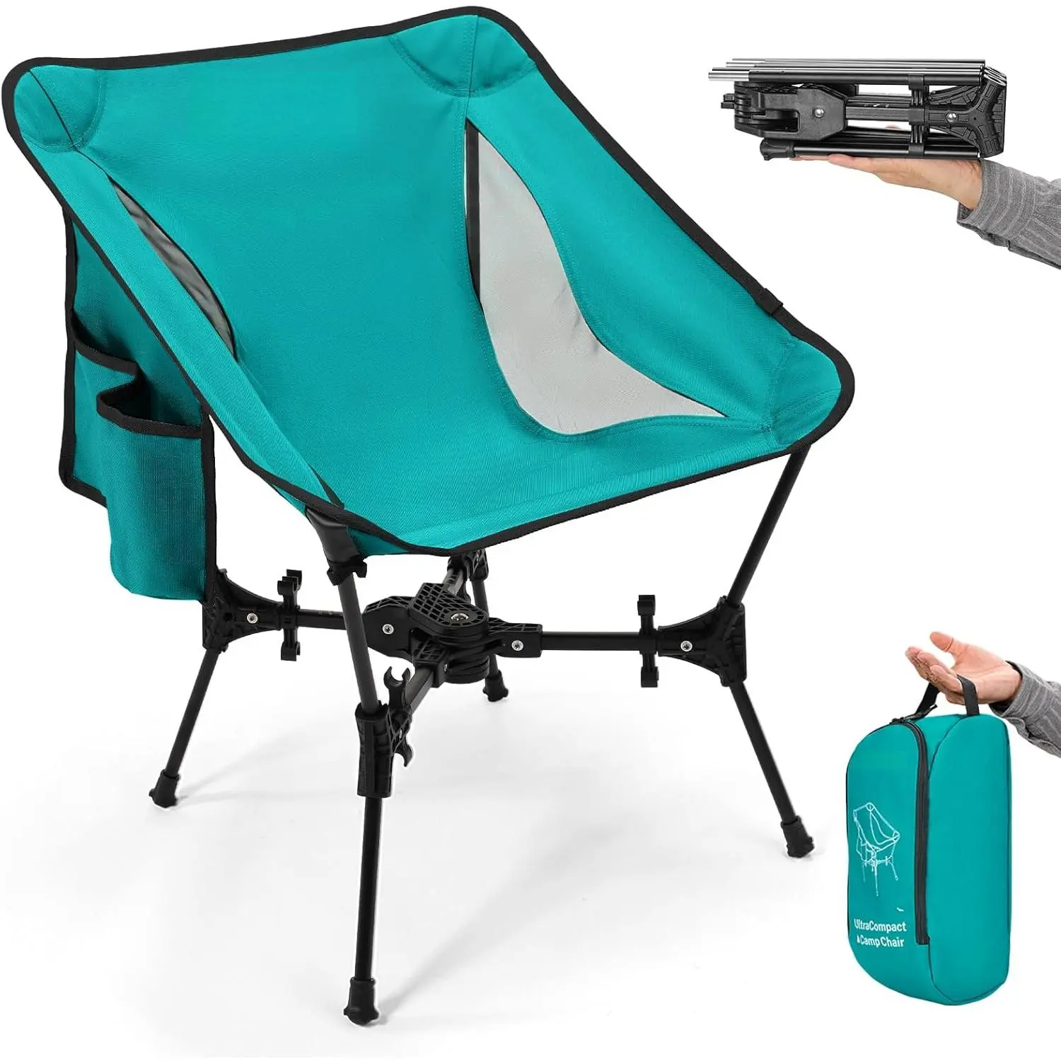 Baby & Maternity Foldable Camping Chair - Ultralight, Compact Shape Foldable Seat with Mesh Back, 330 lbs Capacity, Lake Green for Beach Hiking