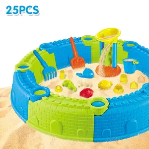 25-Piece Kids Outdoor Beach Toys Set, Play Sand, Building Blocks & Sand Castle Kit, Detachable Travel Toy, Perfect Birthday Gift for Boys Girls Ages 3-6