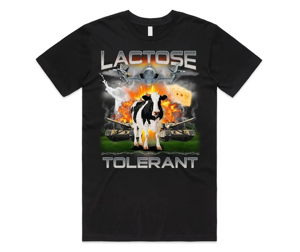 Lactose Tolerant T-shirt, Funny Meme, Milk Cheese Diet, Gym Workout, Gift Unisex