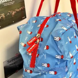 Kawaii Miffy Cute Large Capacity Printed Travel Bag Foldable Lightweight Luggage Bag Storage Bag Gift Toy for Girl