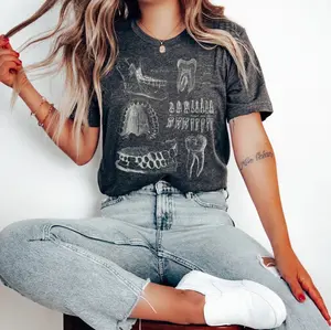 Dental Anatomy Shirt, Dentist Assistant T-Shirt, Teeth Tooth Anatomy Sketch Sweatshirt, Dental Hygienist Student Gift, Dental Team Hoodie, Skeleton Academia Clothing Breathable Casual Jean Underwear Top Streetwear Unisex Stylish Soft Womenswear
