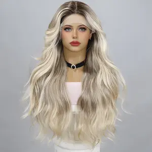 Smilco Deluxe T-Part Lace Wig – Natural Rooted Long Waves in Beach Blonde - 28 Inch/SM9038 Fluffy Long