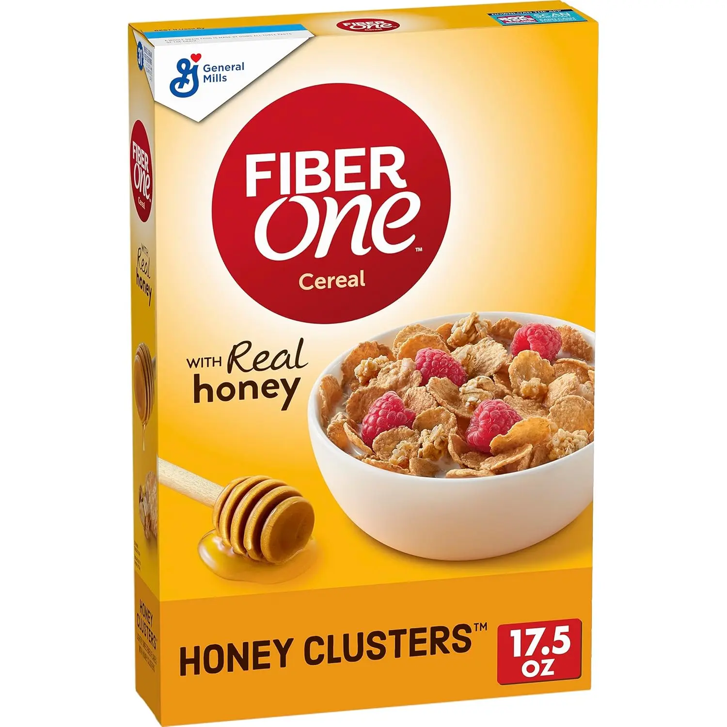 Fiber 1 Honey Clusters Whole Grain Breakfast Cereal, 17.5 oz, High Fiber (36% Daily Value per Serving), 31G Whole Grain per Serving, Made with Real Honey, Ideal for Yogurt or Trail Mix
