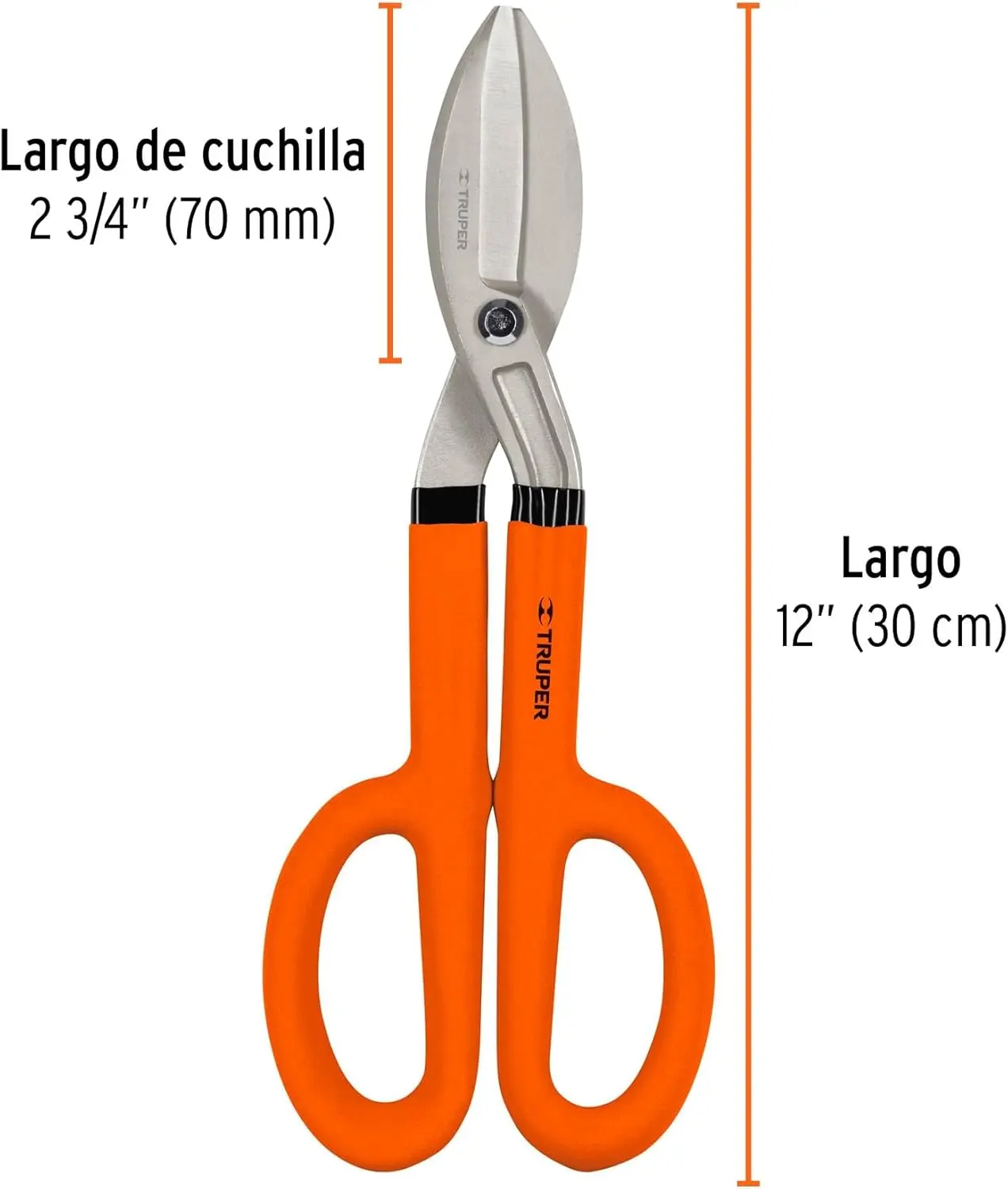 Truper 12-inch Hojalatero Scissors for Gallos Durable Precision Tool for Gamefowl Care with Ergonomic Design and Sharp Blades