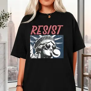 Resist Statue Liberty Bubblegum Protest Equality Men Women T-Shirt
