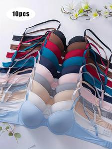 women's solid adjustable strap underwire bra, casual elegant comfy breathable push up bra for daily wear, bras for women, women's lingerie clothing for all seasons basic, womenswear