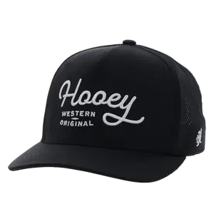 Hooey Men's OG 5-Panel Black & White Snapback Hat 2560T-BK