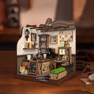 【Country cafe】DIY hut 3D three-dimensional hand-assembled booklet toy house, Christmas gift toy house,book nook,mini house,doll house,wooden dollhouse kit,victorian dollhouse,miniature house kit,miniature kit,dollhouse