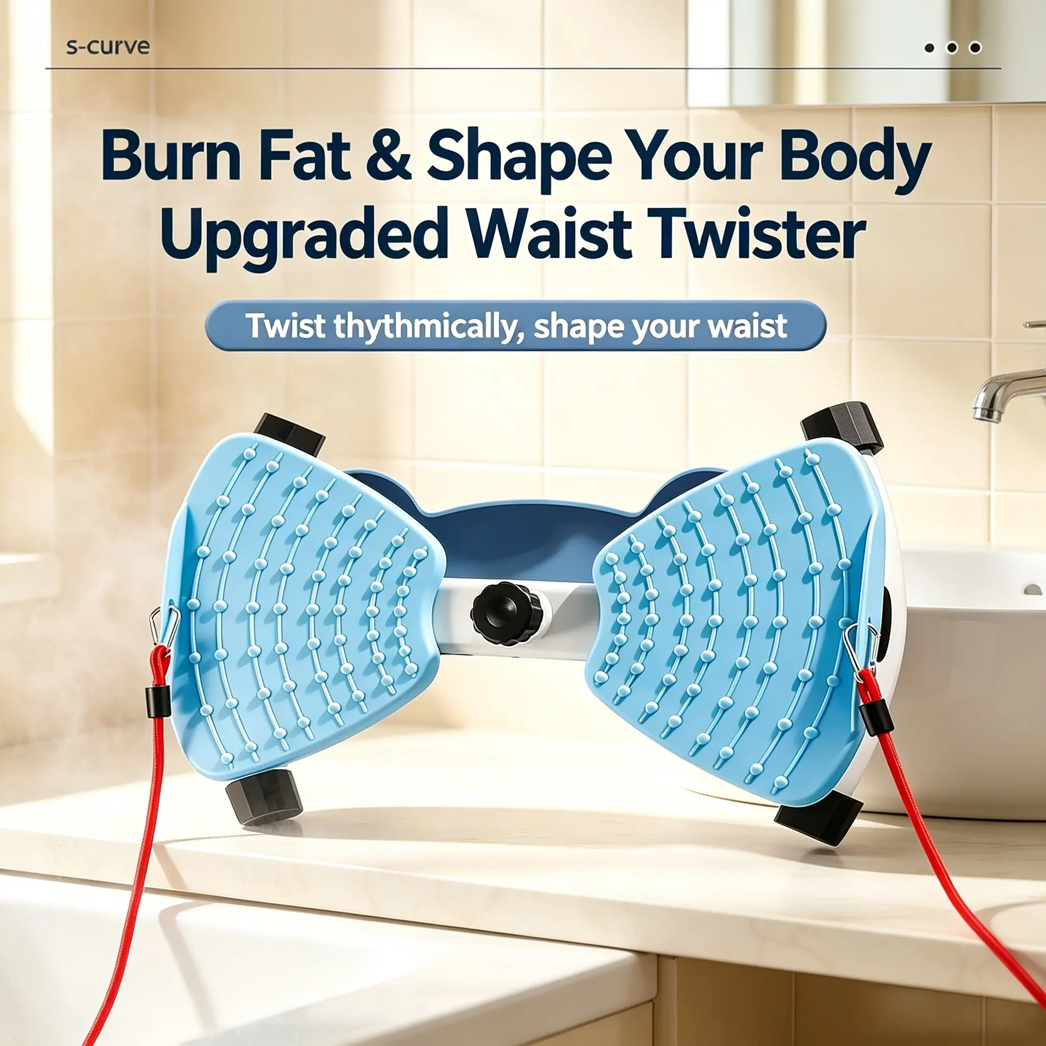 Upgraded Adjustable Waist Twister Board with Resistance Bands, Fat-Burning Waist Shaping Trainer, Portable Home Fitness Twist Disc for Abdomen Hip Leg Balance Training, Non-Slip Massage Footplate