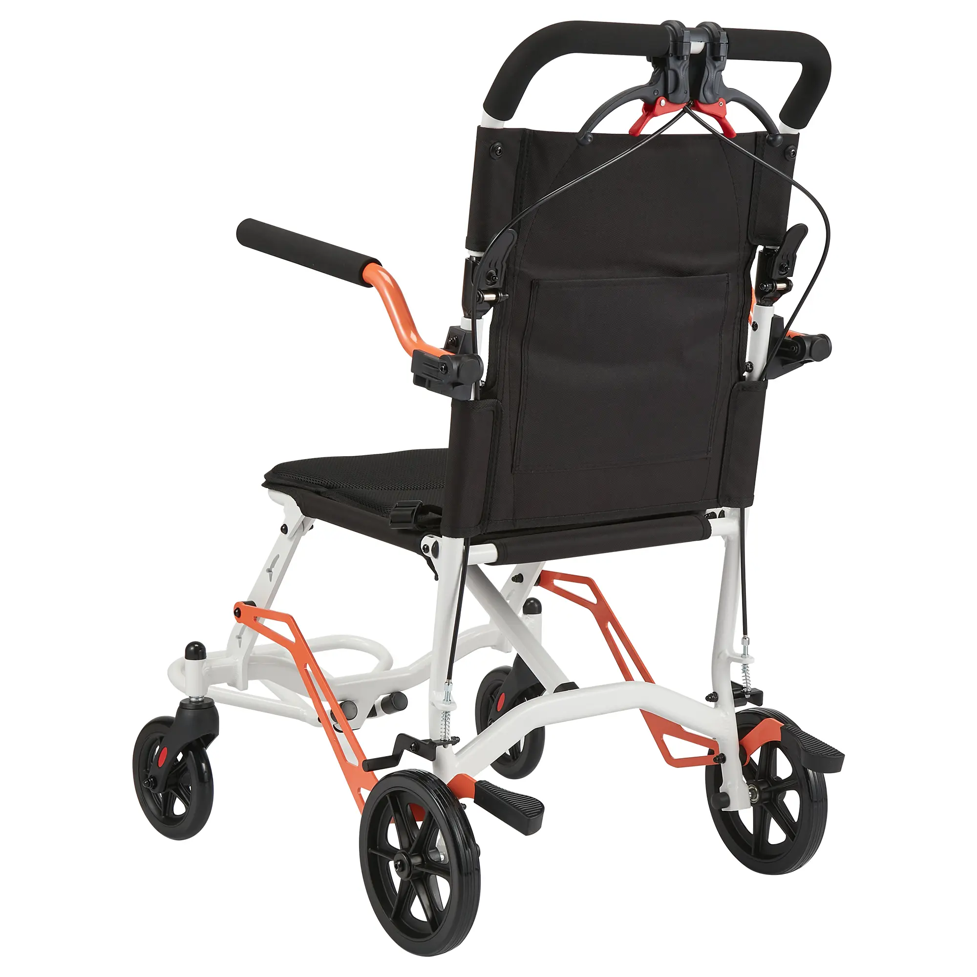Aluminum Frame Lightweight Transport Wheelchair for Adults - 16.2" Narrow Seat, Compact Foldable Healthcare Equipment Transporter for Tight Spaces, Easy-Lift Mobility Aid, Black