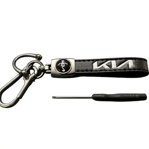 Genuine Leather Car Keychain for Sportage Optima Key Ring Lanyard Accessories