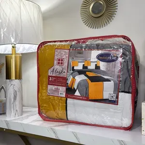 Smiling Home Alaska 3-Piece Bed Comforter Set King Size Stretch Gold Colorblock Design for Three-Piece Bedding Needs