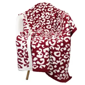 PacificPlex Plush Reversible Soft Preppy Leopard Throw Blanket 50 x 60