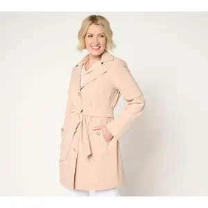 Dennis Basso Petite Water Resistant Trench Coat with Hood Dennis Basso Petite Water Resistant Trench Coat with Hood