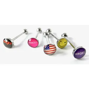 1pc Dome Logo Tongue Ring - choose from Adult Sayings, Sex, Bad Words +more!