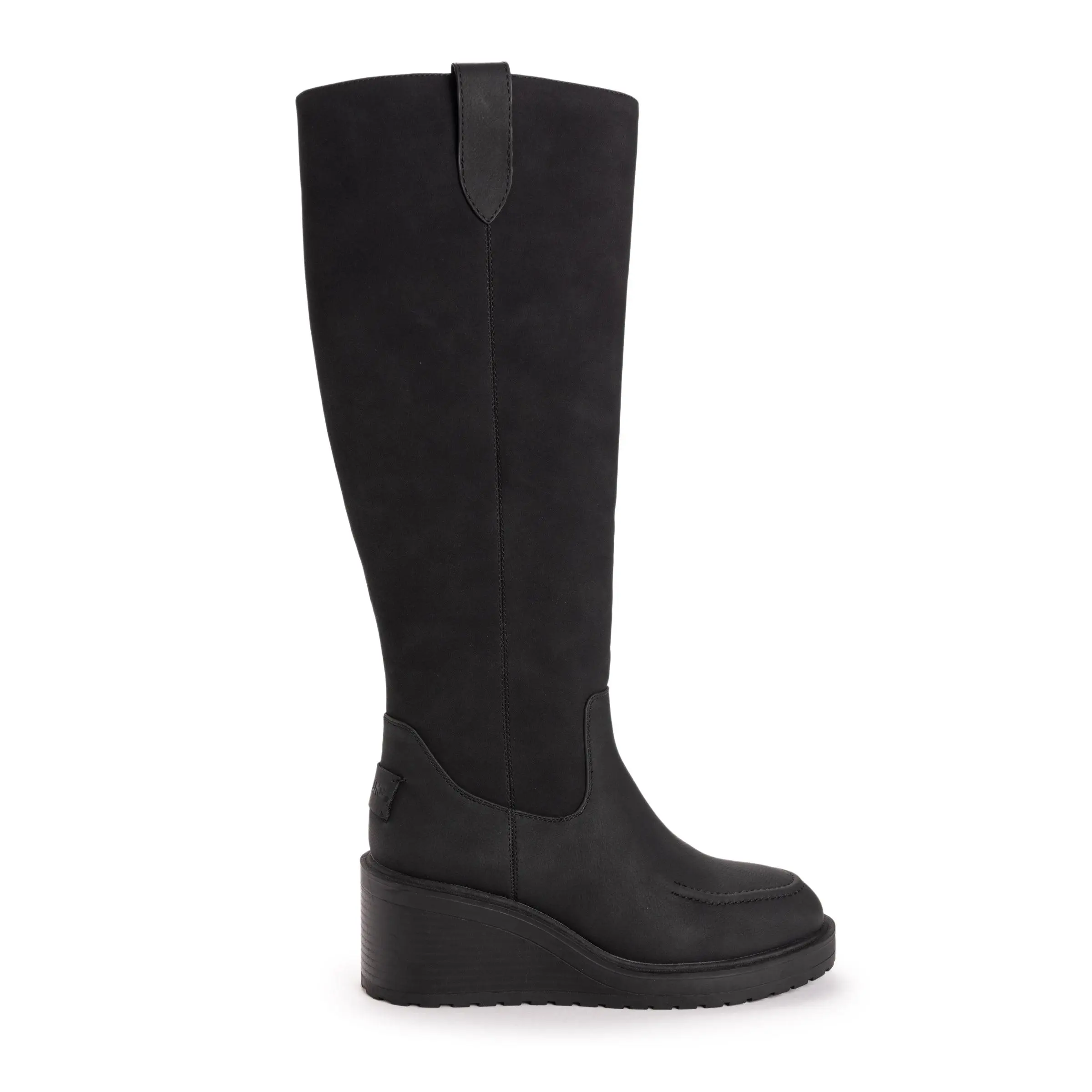 Muk Luks Women's Sloane Tall Wedge High Heel Boot with Cozy Liner, Side Zip, and Pull Loops on Boot Shaft