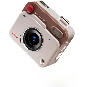 1080P HD Retro Video Camcorder with Photo Booth, Portable Pocket Camera for Travel Vlogging, Content Creation, Birthday Gift (No Card) 4K Digital Flip Screen Triple Slot Compact