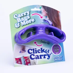Click & Carry Grocery Bag Carrier, 1 Pack, Purple - As seen on Shark Tank, Soft Cushion Grip, Hands Free Grocery Bag Carrier, Plastic Bag Holder, Haul Sports Gear, Click and Carry with Ease Plastic