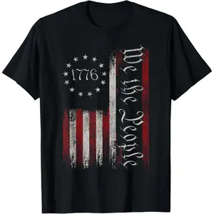 Vintage Old American Flag Patriotic 1776 We The People USA T-Shirt