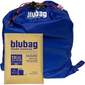 blubag  Recycling Bag, 13-Gal Tall Kitchen, basic edition - Paracord Drawstring, Cinch Hardware, Dump Handle, 1-Pack