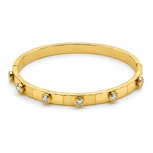 Crystal Station Hinged Bangle