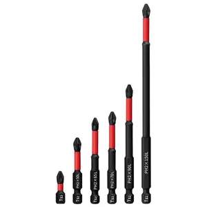 Tungsten Steel Magnetic Screwdriver Bit Set (6 Pieces), S2 Material, 1/4 Inch Handle, Manual and Electric Tools, Men's Tool Clearance