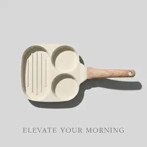 3-in-1/4-in-1 nonstick breakfast pan with egg ring, multi-section frying pan with wooden handle, stone-coating frying pan—ideal for eggs, sausage, bacon, quick and healthy cooking