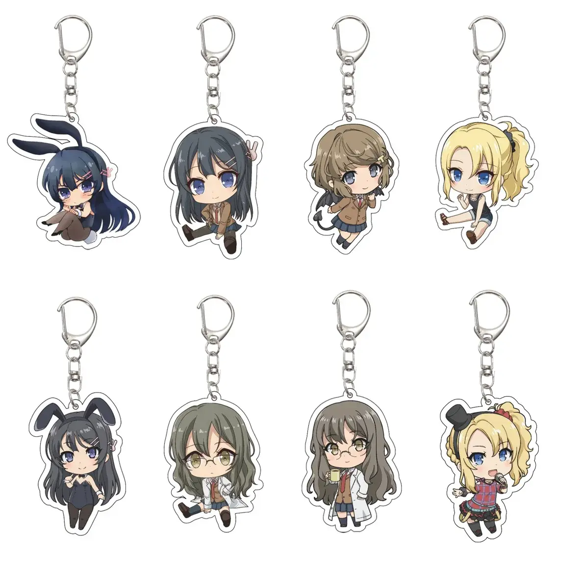 Rascal Does Not Dream of Bunny Girl Senpai Keychain – Mai Sakurajima & Tomoe Koga Acrylic Charm, Seishun Buta Yarō