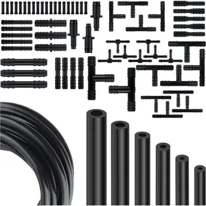 Multipurpose Vacuum Line Kit,6PCS 5Ft Vacuum Hose Automotive+64PCS Vacuum Line Connectors,Max 130PSI Silicone Hose for Variety Car Piping System Automotive Replacement Vacuum Hoses (70PCS)