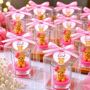 Baby Shower Favors for Girls | Personalized Teddy Bear Candle Favor | Baby Shower Decorations | Party Favors