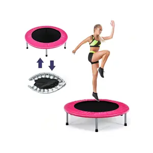 Homasis Mini Folding 36'' Trampoline Portable Recreational Fitness Rebounder Pink