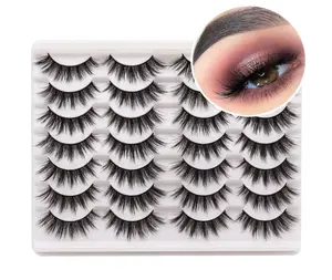Handmade Fluffy False Eyelashes - 14 Pairs Natural Look Faux Mink Lashes Pack for Cat Eye Look - Cosmetic, Makeup Lash Extensions Eyelash Extension