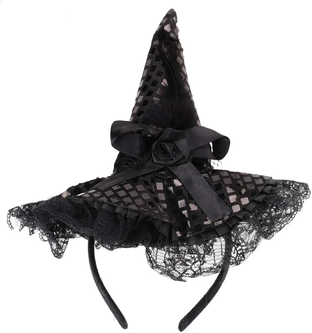 Black Witch Hat Headband-Halloween Costume Accessory for Women & Toddlers