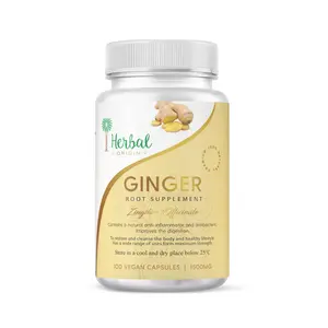 Ginger root Supplement (Zingiber Officinale) | Premium | Fresh Smell of Ginger in Every Bottle | 100 Vegan Capsule
