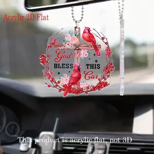 car bracket [Golden Bird Pendant] 1pc Red Golden Acrylic 2D Flat Bird Car Key Pendant - Holiday Hanging Accessories - Backpack Home Window Hanging Pendant Gift