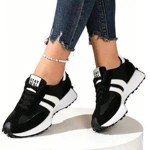 Women's Casual Trainers - Spring Autumn, Round Toe, Thick Sole, Colorblock, Lace-Up Sneakers for Daily Workout & Outdoor Activities