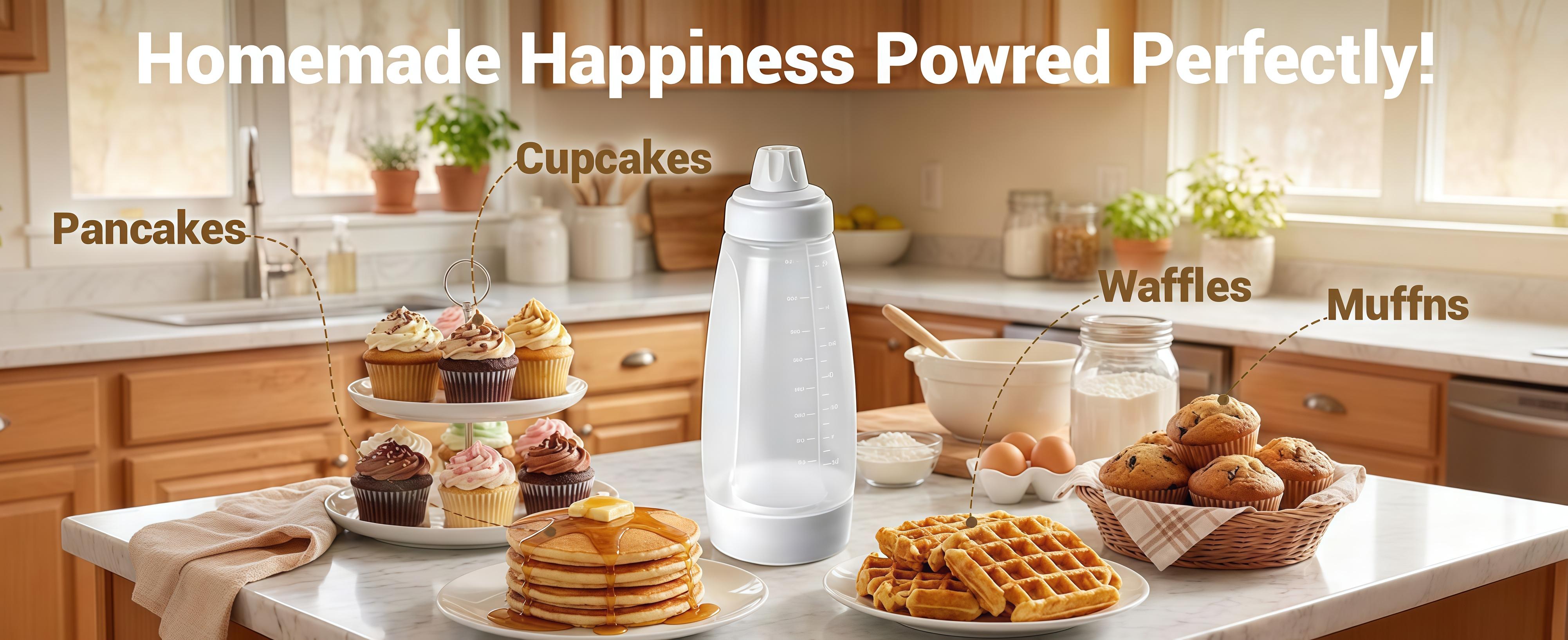 Pancake Batter Mixer & Dispenser - Squeeze Bottle with Stainless Whisk Ball for Perfect Pancakes, Muffins & Cupcakes, Essential Spring Kitchen Gadgets Pancake Batter Mixer & Dispenser - Squeeze Bottle with Stainless Whisk Ball for Perfect Pancakes, Muffins & Cupcakes, Essential Spring Kitchen Gadgets