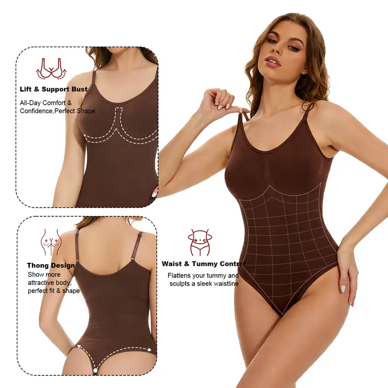 Product Introduction of VVL Women's Seamless Brief Thong Shapewear Bodysuit, Basic Fashion Round Neck Sleeveless Body Shaper with Tummy Control, Butt Lift & Breathable Mesh Fabric 19