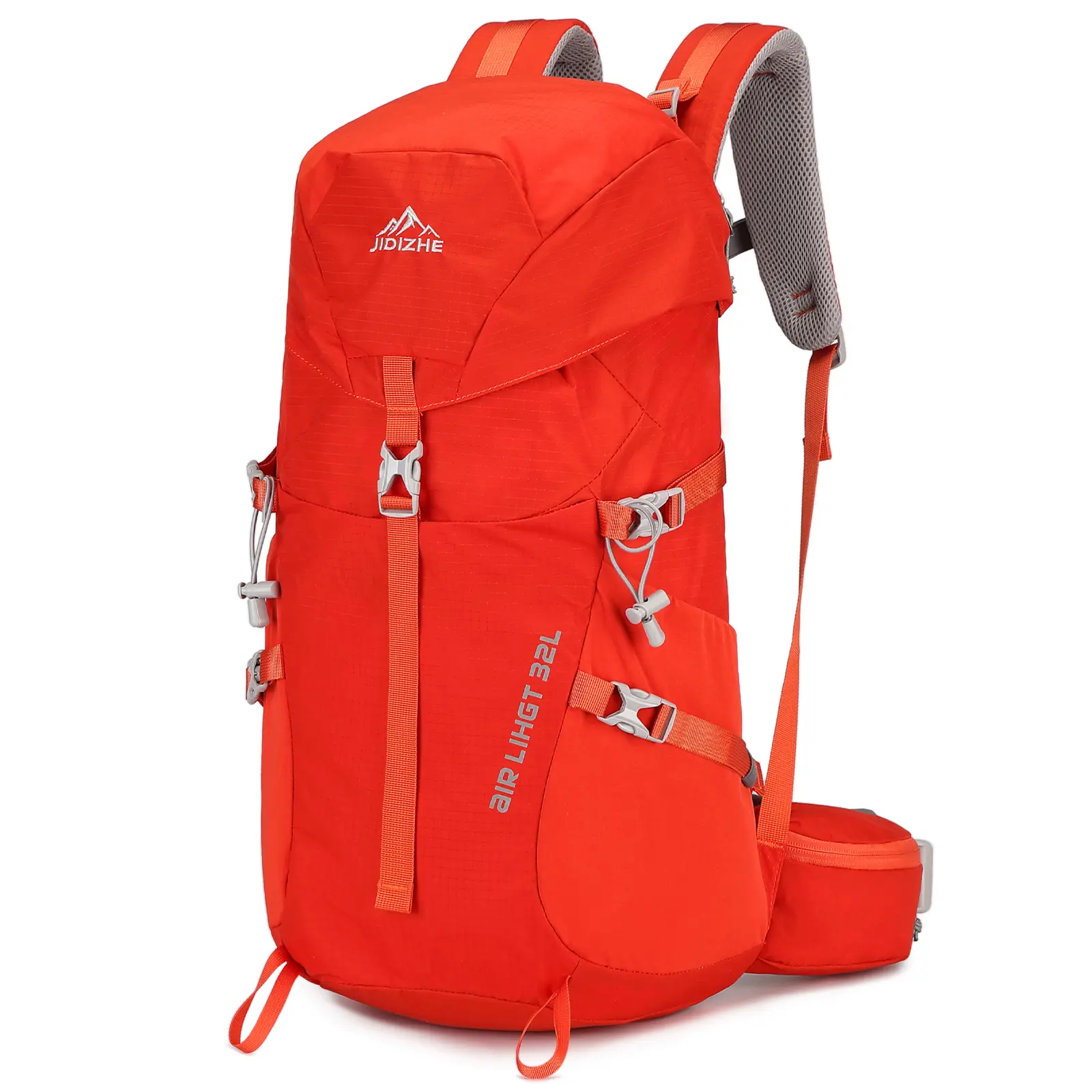 32L Hiking Backpack with Internal Frame & Rain Cover, Lightweight Backpacking Pack with Adjustable Chest Strap, Breathable Daypack for Hiking, Camping, Trekking, Travel, Men & Women(Red)