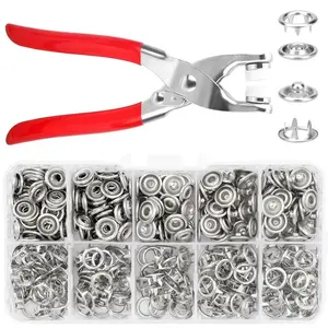 Heavy-Duty Metal Snap Fastener Kit, 100pcs with Hand Press Pliers, All-In-One Sewing Tools for Faux Leather, Clothing, Belts, Bags