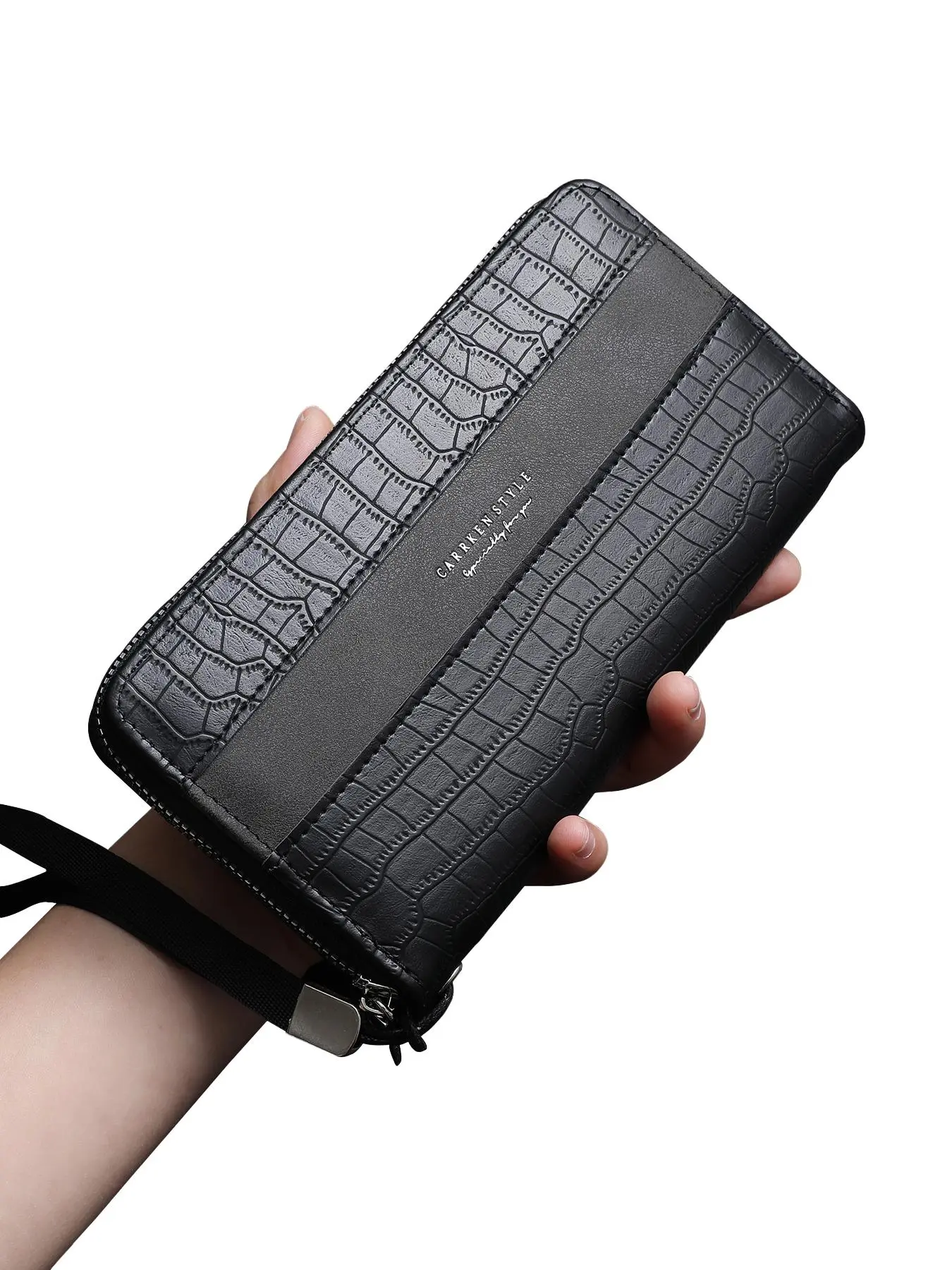 Men's Business Stone Texture Zipper Clutch Bag, Fashion Color Block Design, Multi-Functional Large Capacity Wallet, Gift for Boyfriend Father Son, Men Gifts, Durable Pouch