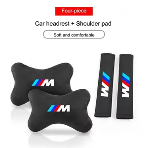 4pcs Car Seat Belt Protector Shoulder Pads, Cervical Spine Support Headrest, Neck Pillow for Bmw M Models, Car Accessories Interior, Comfortable Driving Essentials