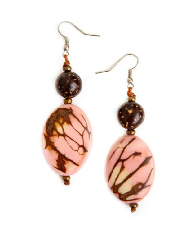 Pink Tagua Earrings