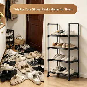 Adjustable Iron Pipe Shoe Rack, 2-8 Layers, Ideal for Small Rooms & Rentals, Perfect for Entryways & Doorways, Stores Shoes & Boots