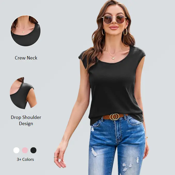 Imily Bela Womens Scoop Neck Cap Sleeve Tee Casual Solid Color Basic Summer Top Short Sleeve Blouses for Daily Wear Loose Fit Tshirts Tshirts Tshirts